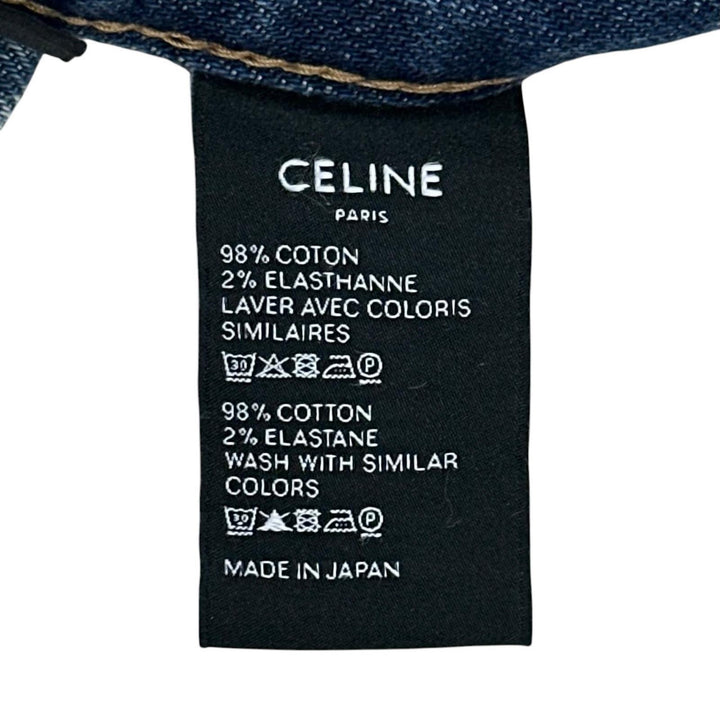 極美品▲CELINE セリーヌ N112 640E 07WS ロゴボタン ウォッシュ加工 スキニー デニムパンツ インディゴ 28 日本製 正規品 レディース