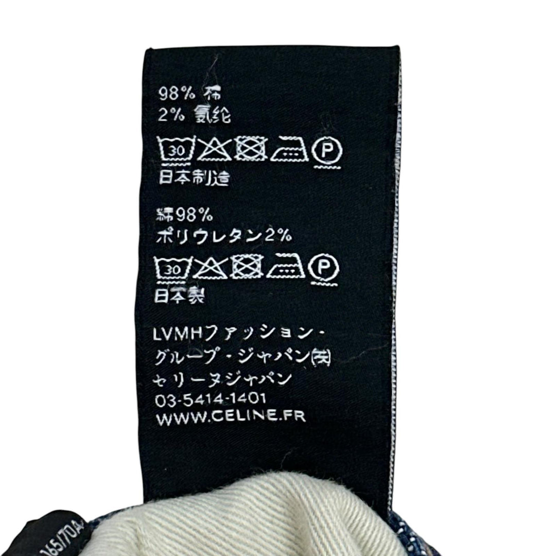 極美品▲CELINE セリーヌ N112 640E 07WS ロゴボタン ウォッシュ加工 スキニー デニムパンツ インディゴ 28 日本製 正規品 レディース