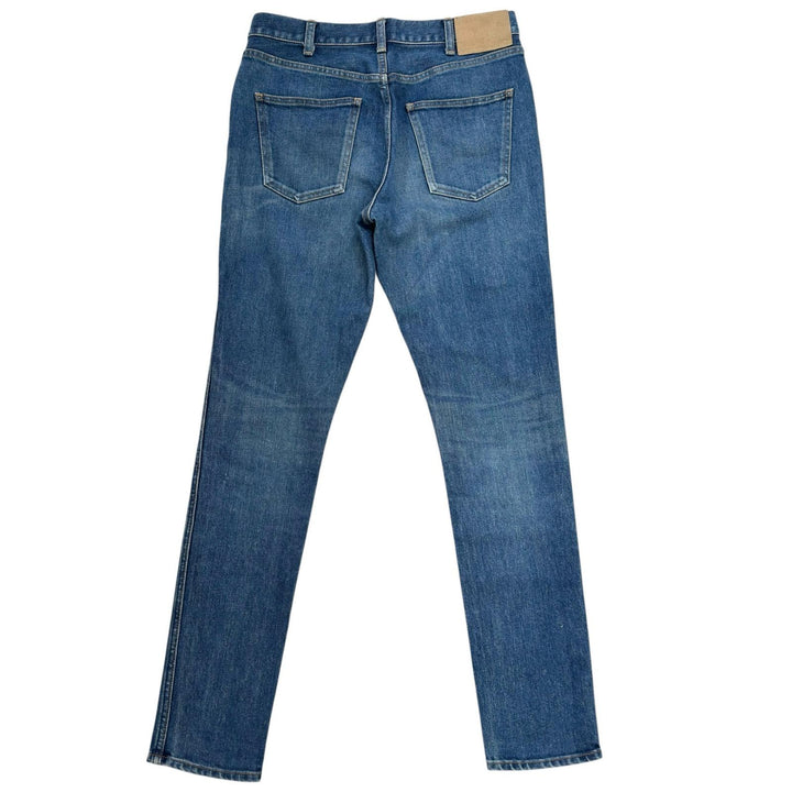 極美品▲CELINE セリーヌ N112 640E 07WS ロゴボタン ウォッシュ加工 スキニー デニムパンツ インディゴ 28 日本製 正規品 レディース