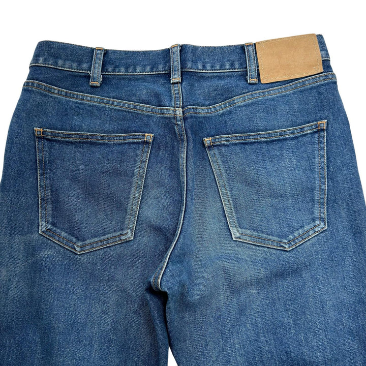 極美品▲CELINE セリーヌ N112 640E 07WS ロゴボタン ウォッシュ加工 スキニー デニムパンツ インディゴ 28 日本製 正規品 レディース