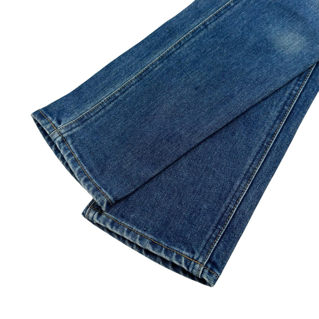 極美品▲CELINE セリーヌ N112 640E 07WS ロゴボタン ウォッシュ加工 スキニー デニムパンツ インディゴ 28 日本製 正規品 レディース