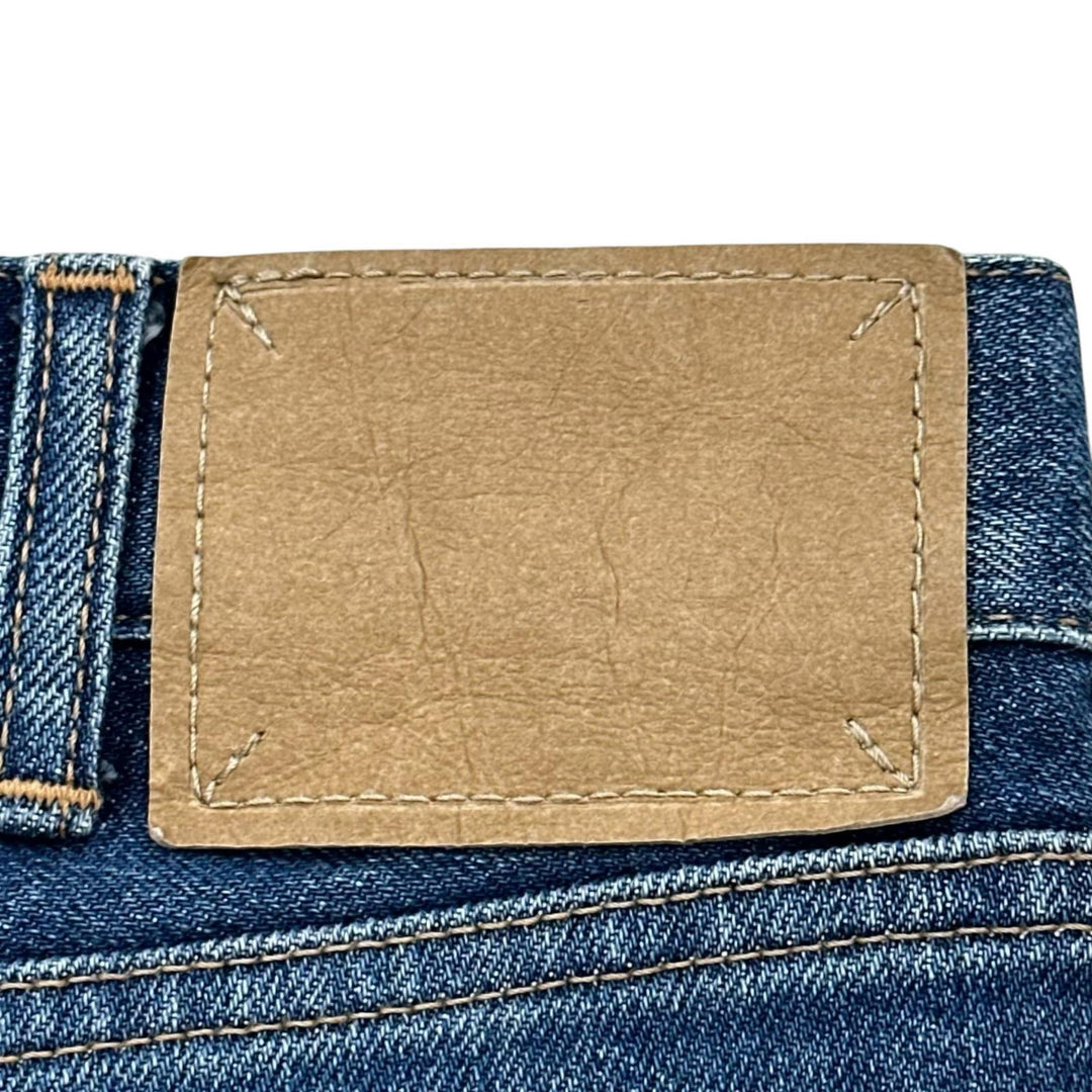 極美品▲CELINE セリーヌ N112 640E 07WS ロゴボタン ウォッシュ加工 スキニー デニムパンツ インディゴ 28 日本製 正規品 レディース
