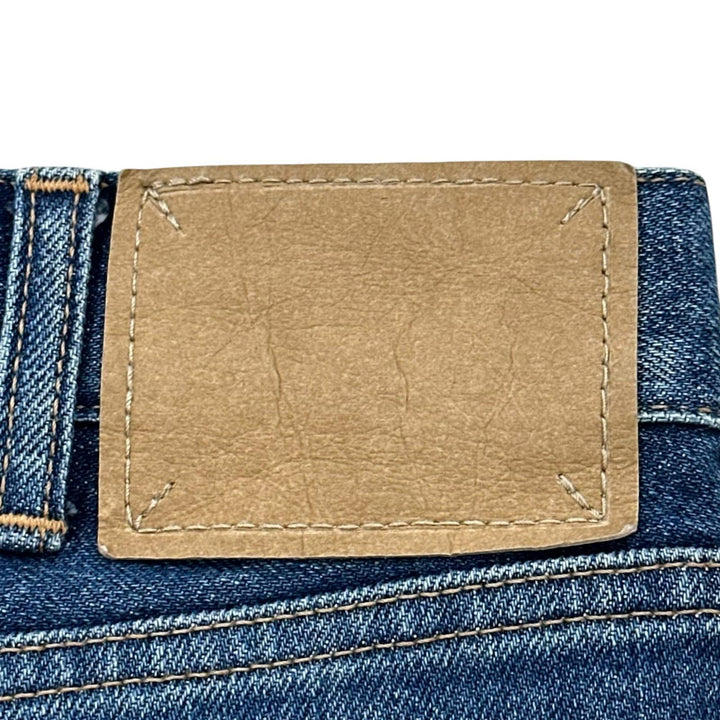 極美品▲CELINE セリーヌ N112 640E 07WS ロゴボタン ウォッシュ加工 スキニー デニムパンツ インディゴ 28 日本製 正規品 レディース