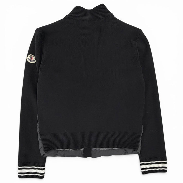 極美品△MONCLER モンクレール 2024年製 ロゴワッペン ニット切替 ジップアップ ダウンジャケット ブラック 10anni 140cm 正規品 キッズ