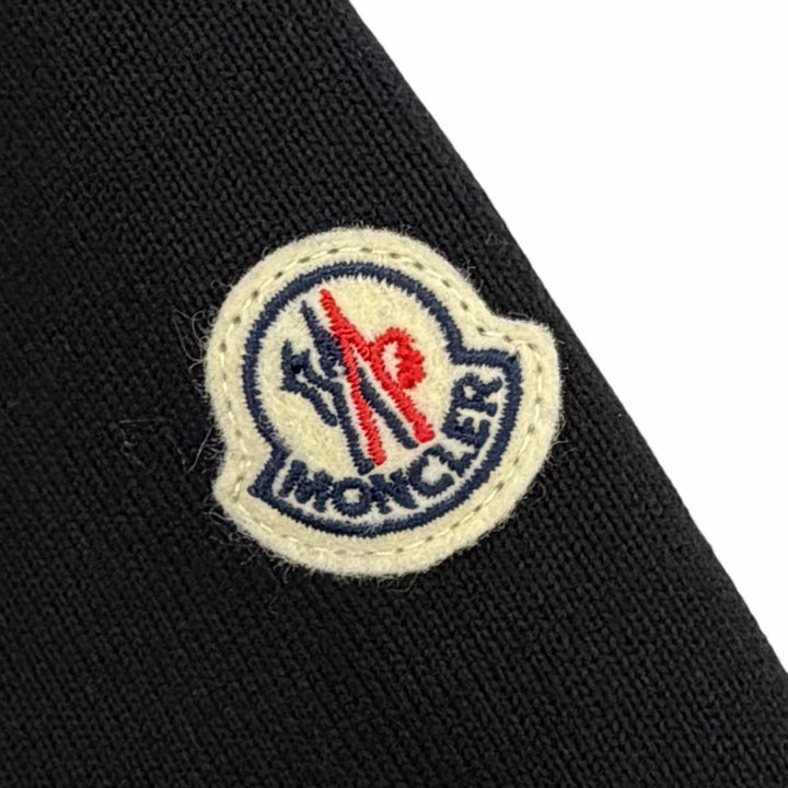 極美品△MONCLER モンクレール 2024年製 ロゴワッペン ニット切替 ジップアップ ダウンジャケット ブラック 10anni 140cm 正規品 キッズ