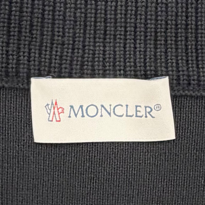 極美品△MONCLER モンクレール 2024年製 ロゴワッペン ニット切替 ジップアップ ダウンジャケット ブラック 10anni 140cm 正規品 キッズ