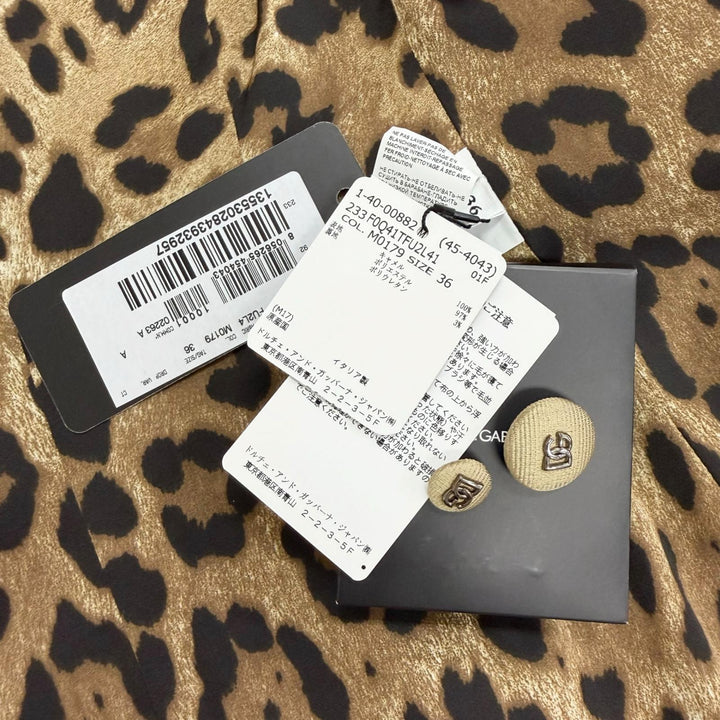未使用品△DOLCE&amp;GABBANA ドルチェ＆ガッバーナ F0941T 黒タグ キャメル100％ 裏地レオパード DGロゴボタン シングルコート 36 正規品
