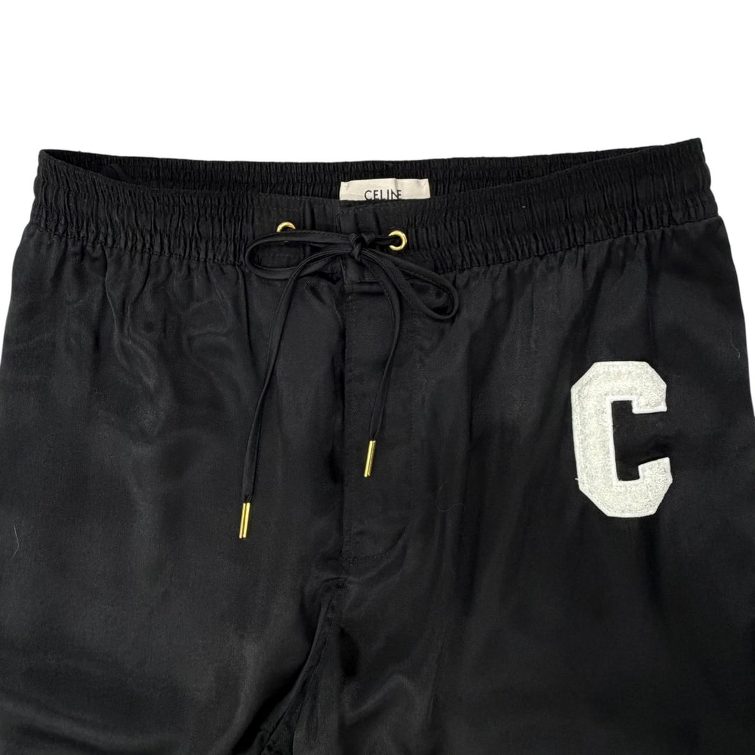極美品◇CELINE セリーヌ 2P535164I サイドライン トラックパンツ アスレチックパンツ ブラック ホワイト 38 伊製 正規品 レディース