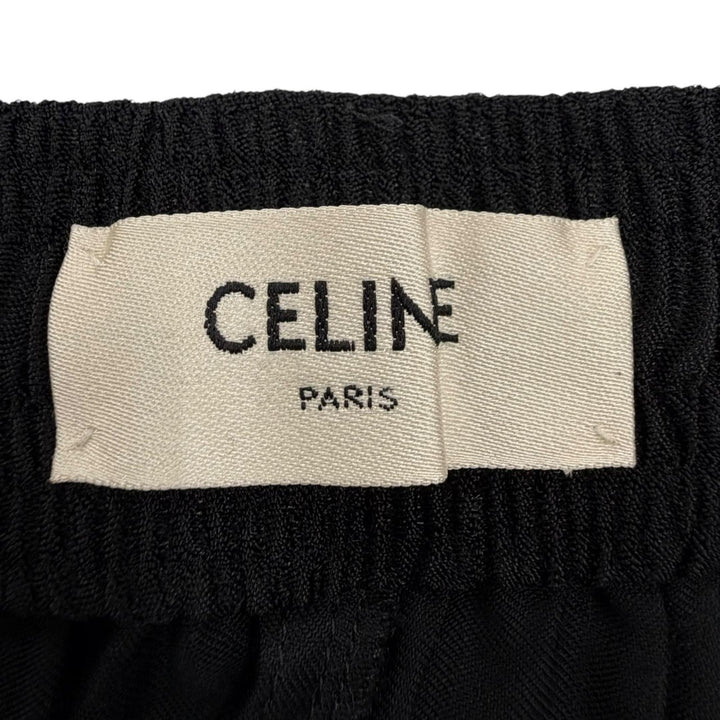 極美品◇CELINE セリーヌ 2P535164I サイドライン トラックパンツ アスレチックパンツ ブラック ホワイト 38 伊製 正規品 レディース