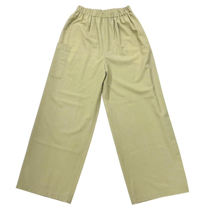 極美品▲MONCLER モンクレール 2023年製 PANTALONE ウール ワイドイージー パンツ ベージュ S イタリア製 正規品 レディース