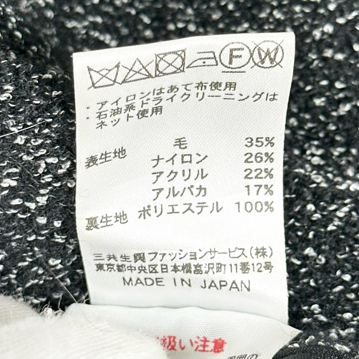極美品▲LEONARD FASHION レオナール ファッション 0387710 ロゴボタン 袖口花柄 ジャケット ブラック ラメ 34 日本製 正規品 レディース