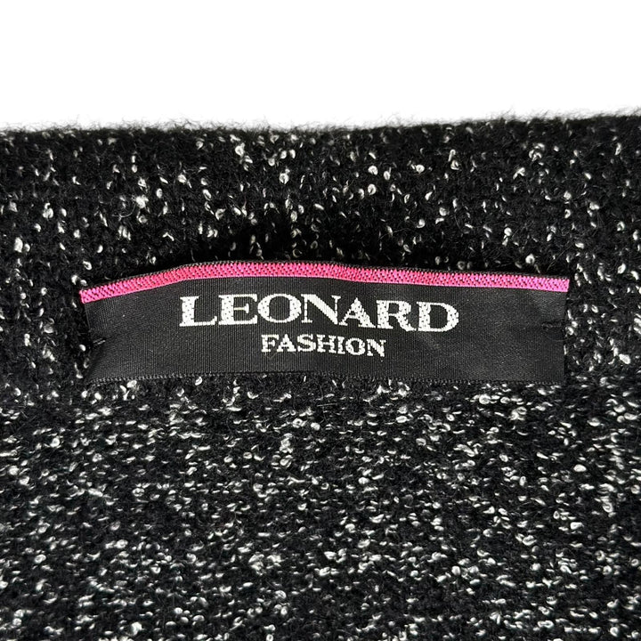 極美品▲LEONARD FASHION レオナール ファッション 0387710 ロゴボタン 袖口花柄 ジャケット ブラック ラメ 34 日本製 正規品 レディース