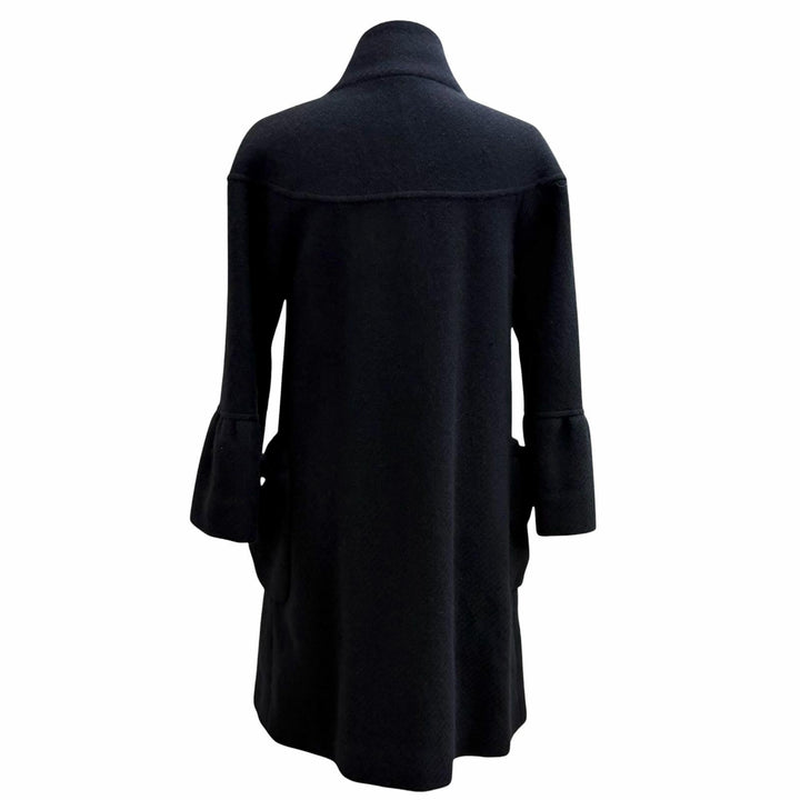美品★LEONARD FASHION レオナール ファッション 0368989 アンゴラ ウール混 ロゴボタン付 スタンドカラー ベルスリーブ コート 1 正規品