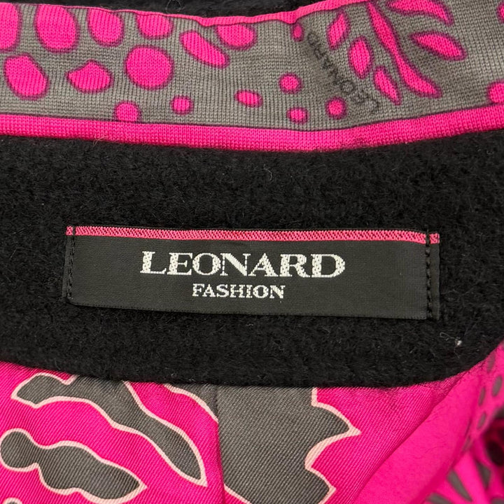 美品★LEONARD FASHION レオナール ファッション 0368989 アンゴラ ウール混 ロゴボタン付 スタンドカラー ベルスリーブ コート 1 正規品