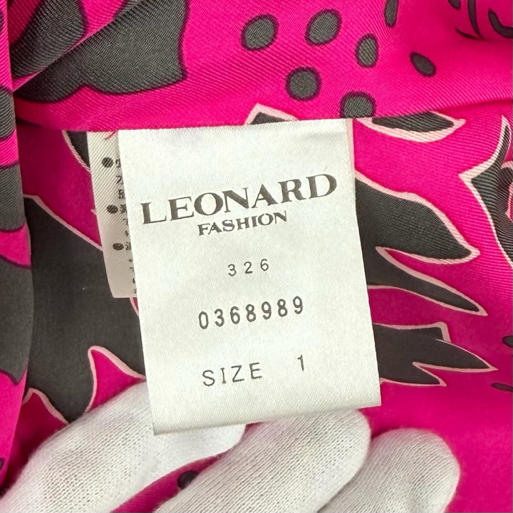 美品★LEONARD FASHION レオナール ファッション 0368989 アンゴラ ウール混 ロゴボタン付 スタンドカラー ベルスリーブ コート 1 正規品