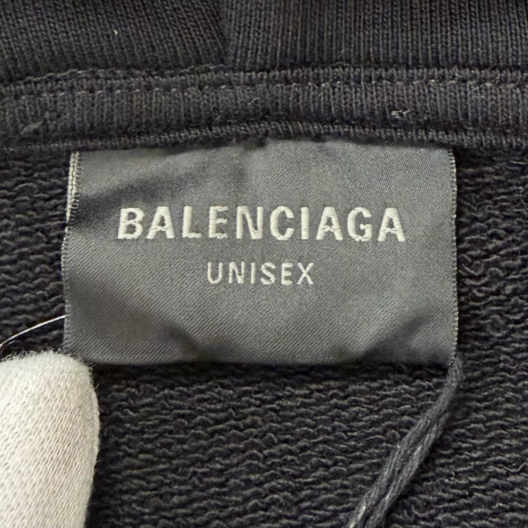 未使用品□BALENCIAGA バレンシアガ 25SS 578135 キャンペーンロゴプリント プルオーバーパーカー フーディー ブラック XS 正規品 メンズ