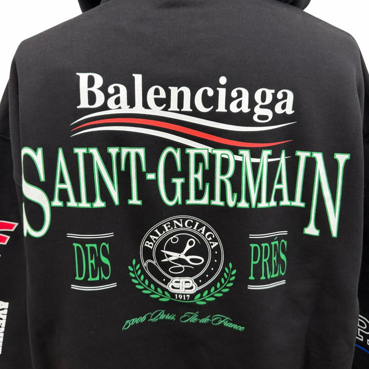 未使用品□BALENCIAGA バレンシアガ 25SS 578135 キャンペーンロゴプリント プルオーバーパーカー フーディー ブラック XS 正規品 メンズ