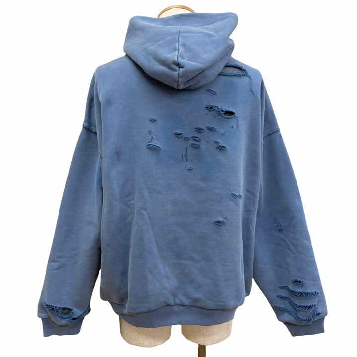 未使用品□BALENCIAGA バレンシアガ 25SS 818598 Destroy Layered Sports Hoodie プルオーバーパーカー ライトブルー S 正規品 メンズ