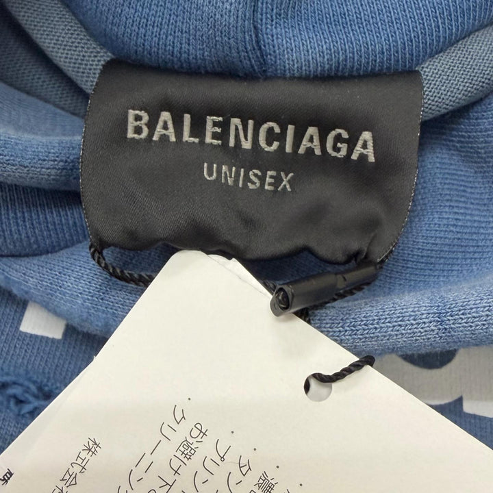 未使用品□BALENCIAGA バレンシアガ 25SS 818598 Destroy Layered Sports Hoodie プルオーバーパーカー ライトブルー S 正規品 メンズ