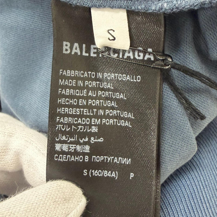 未使用品□BALENCIAGA バレンシアガ 25SS 818598 Destroy Layered Sports Hoodie プルオーバーパーカー ライトブルー S 正規品 メンズ