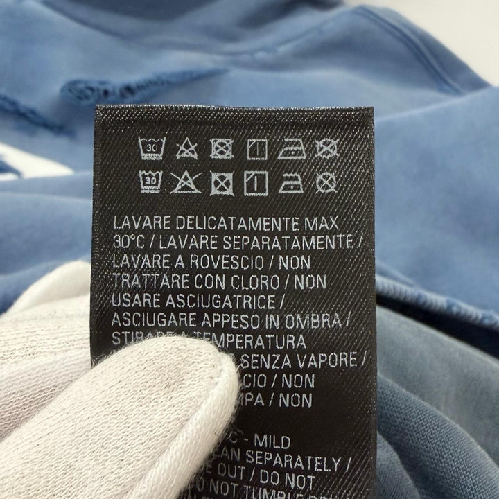 未使用品□BALENCIAGA バレンシアガ 25SS 818598 Destroy Layered Sports Hoodie プルオーバーパーカー ライトブルー S 正規品 メンズ