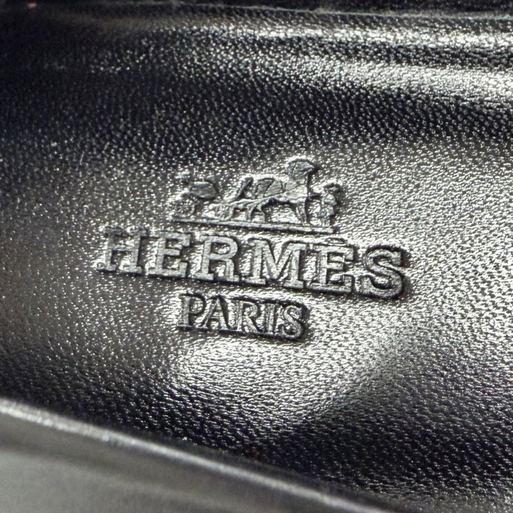 美品△HERMES エルメス アピ バックル ポインテッドトゥ レザー フラット パンプス ブラック 36 イタリア製 レディース
