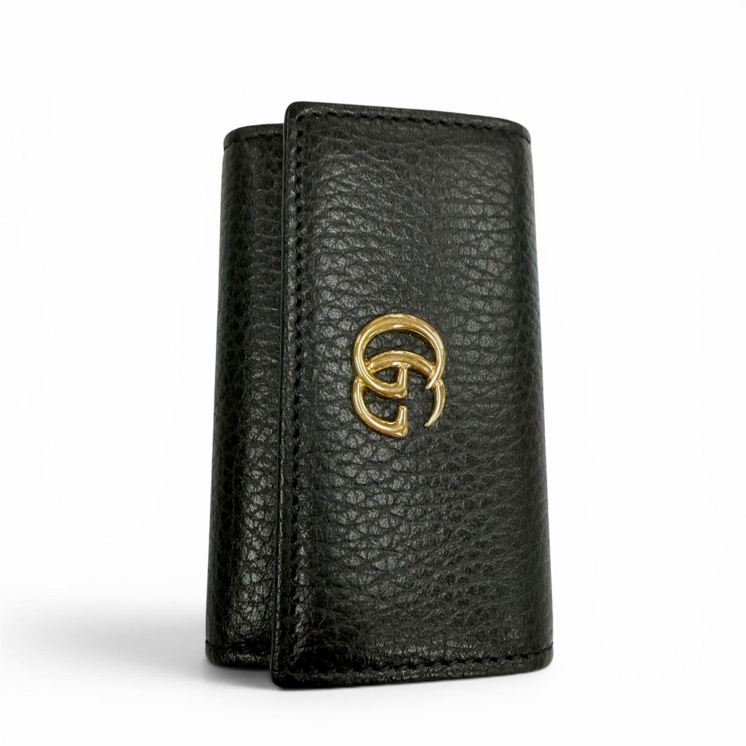 極美品▼GUCCI グッチ 456118 レザー ダブルG 6連 キーケース ブラック ゴールド金具 イタリア製 メンズ レディース 箱・保存袋付き
