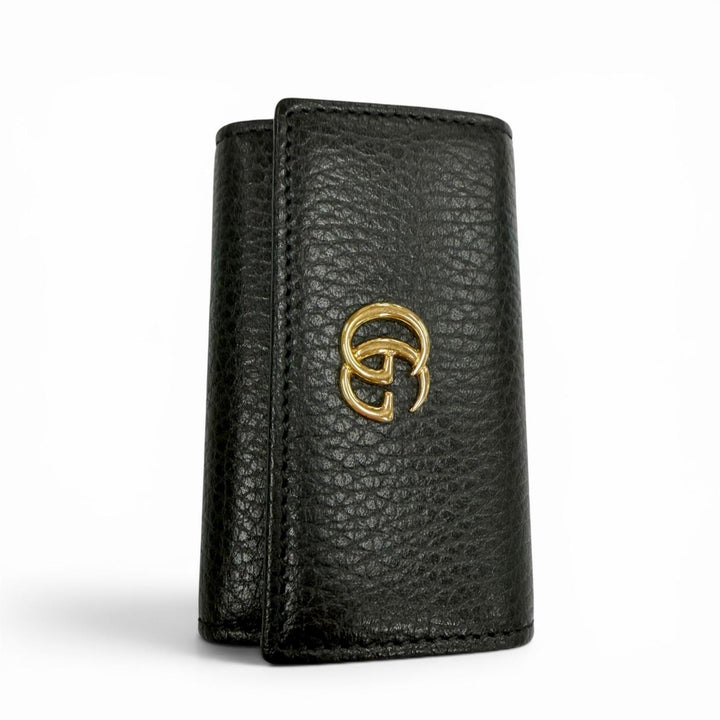 極美品▼GUCCI グッチ 456118 レザー ダブルG 6連 キーケース ブラック ゴールド金具 イタリア製 メンズ レディース 箱・保存袋付き