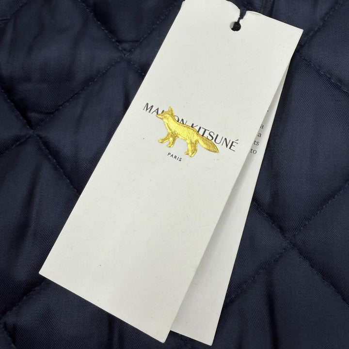 未使用品▼MAISON KITSUNE メゾンキツネ HU02280WE0003 ロゴ刺繍 フーデッド WZIPUP 中綿入り モッズコート マウンテンパーカー カーキ S