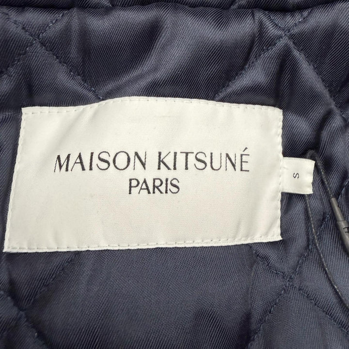 未使用品▼MAISON KITSUNE メゾンキツネ HU02280WE0003 ロゴ刺繍 フーデッド WZIPUP 中綿入り モッズコート マウンテンパーカー カーキ S