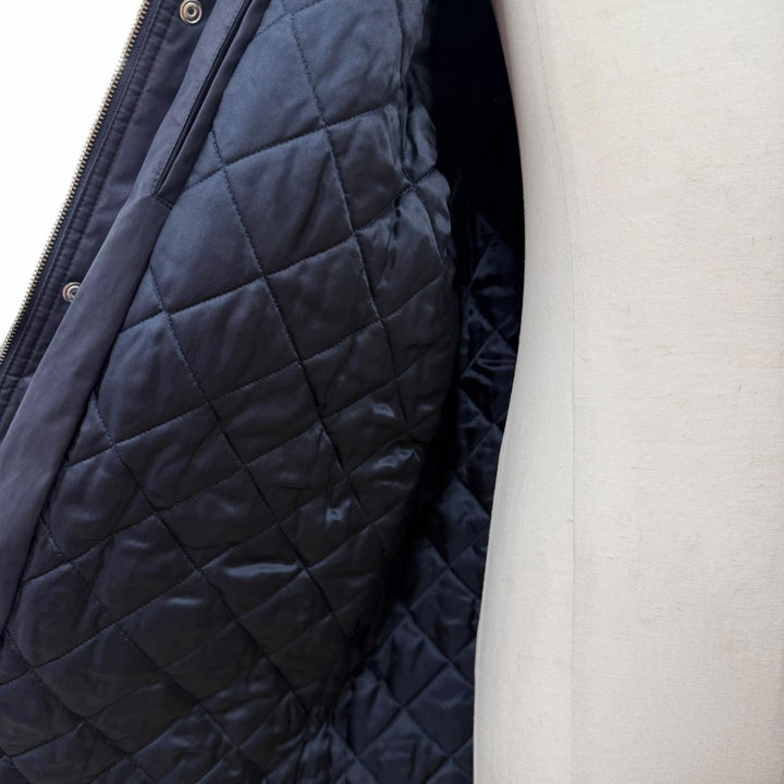 未使用品▼MAISON KITSUNE メゾンキツネ HU02280WE0003 ロゴ刺繍 フーデッド WZIPUP 中綿入 モッズコート マウンテンパーカー ネイビー M