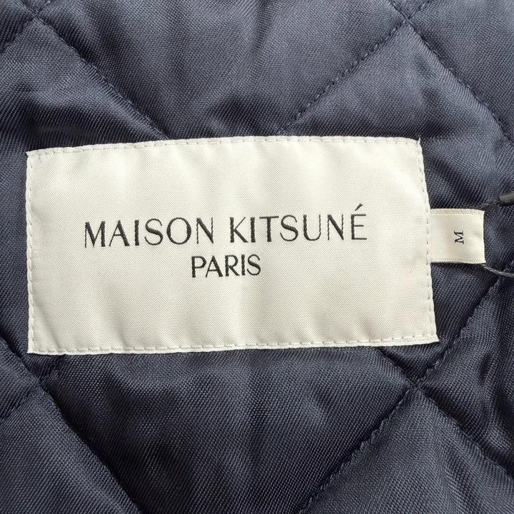 未使用品▼MAISON KITSUNE メゾンキツネ HU02280WE0003 ロゴ刺繍 フーデッド WZIPUP 中綿入 モッズコート マウンテンパーカー ネイビー M