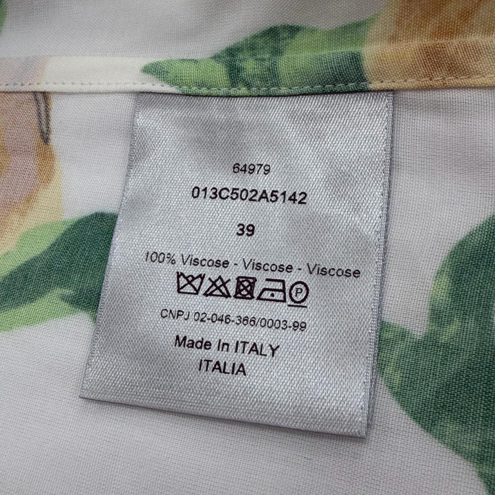 美品▼DIOR ディオール オム 013C502A5142 フローラルプリント 比翼仕立 ロングスリーブ 長袖シャツ ホワイト イエロー 39 正規品
