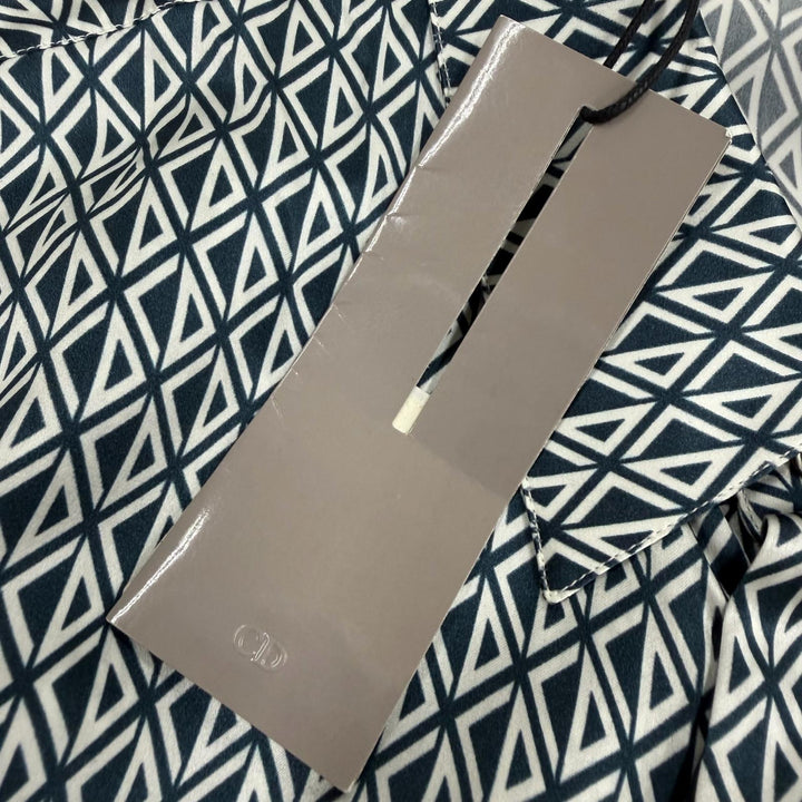 未使用品▼DIOR ディオール オム 0130C502A5106 シルク100% CDダイヤモンド 比翼仕立て ロングスリーブ 長袖シャツ ネイビー 38 正規品