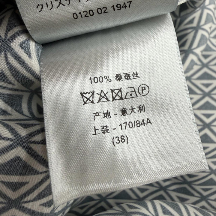 未使用品▼DIOR ディオール オム 0130C502A5106 シルク100% CDダイヤモンド 比翼仕立て ロングスリーブ 長袖シャツ ネイビー 38 正規品