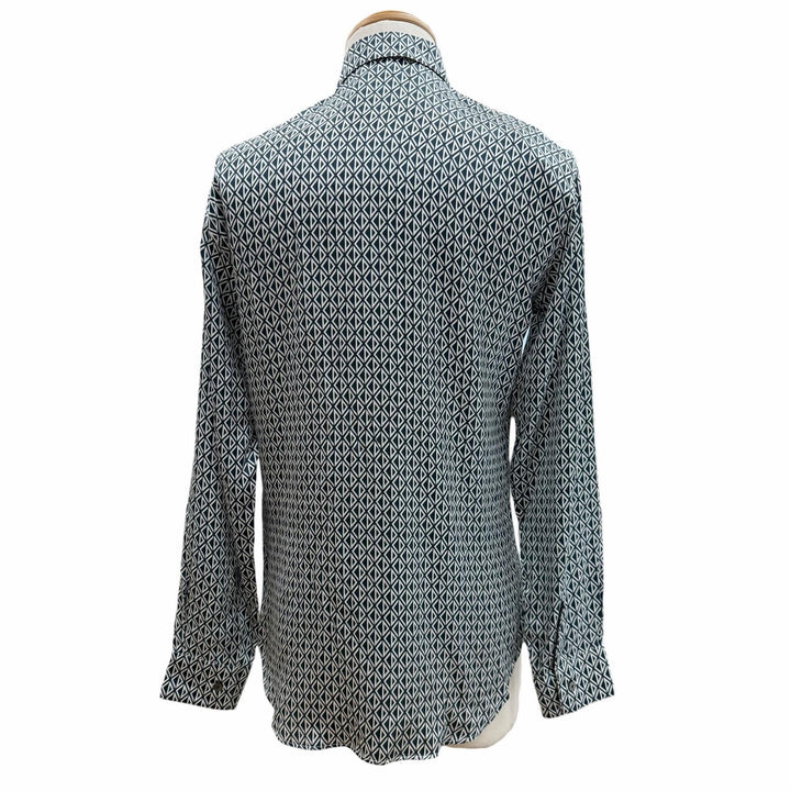 未使用品▼DIOR ディオール オム 0130C502A5106 シルク100% CDダイヤモンド 比翼仕立て ロングスリーブ 長袖シャツ ネイビー 38 正規品