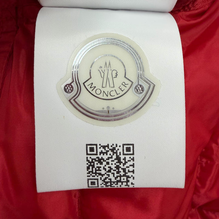 極美品▼MONCLER GENIUS 3 モンクレール ジーニアス 3 HOTZ ワッペン付き ロゴプリント ダウンジャケット レッド 1 伊製 正規品 メンズ