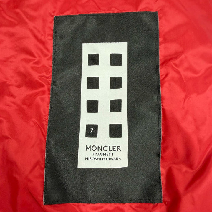 極美品▼MONCLER GENIUS 3 モンクレール ジーニアス 3 HOTZ ワッペン付き ロゴプリント ダウンジャケット レッド 1 伊製 正規品 メンズ