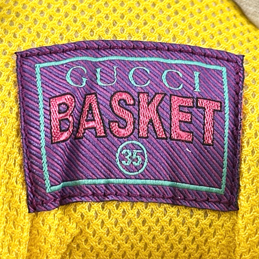 未使用品▲GUCCI グッチ 661310 BASKET バスケット ヴィンテージ加工 レザーハイカットスニーカー 35 伊製 レディース 箱・保存袋付き