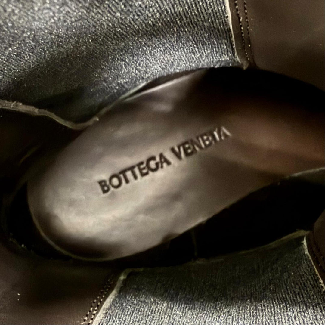 極美品△BOTTEGAVENETA ボッテガヴェネタ 592045 ザ ラグ サイドゴア チェルシーブーツ レザー ミドル ブーツ ベージュ ブラック 38 伊製