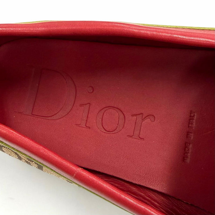 未使用品★Christian Dior クリスチャンディオール ヴィンテージ トロッター ジャガード ローファー ドライビングシューズ ラスタカラー 37