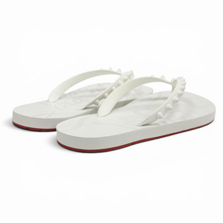 未使用品★Christian Louboutin クリスチャンルブタン スパイク スタッズ ラバー サンダル ビーチサンダル ホワイト 35 伊製 保存袋付