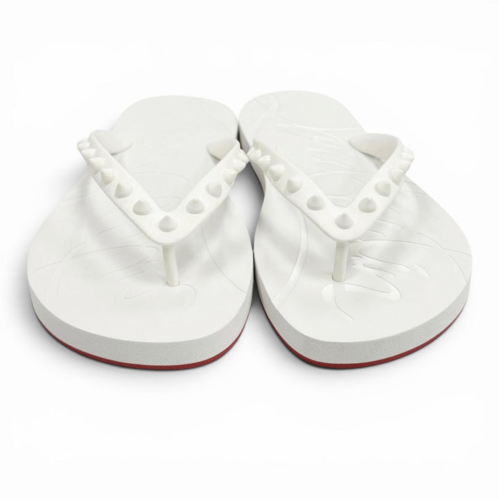 未使用品★Christian Louboutin クリスチャンルブタン スパイク スタッズ ラバー サンダル ビーチサンダル ホワイト 35 伊製 保存袋付