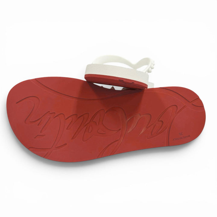 未使用品★Christian Louboutin クリスチャンルブタン スパイク スタッズ ラバー サンダル ビーチサンダル ホワイト 35 伊製 保存袋付