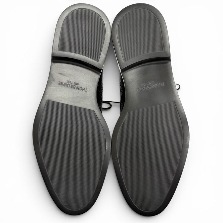 未使用品△THOM BROWNE トムブラウン FFB018B ペブルグレイン ウィングチップ ブーツ レザー アンクルブーツ 黒 38 24.5cm 定価173800円