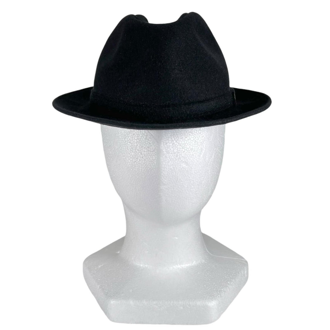 美品▲Borsalino ボルサリーノ ロゴ金具 中折れ帽 フェルトハット 帽子 ブラック 58 メンズ