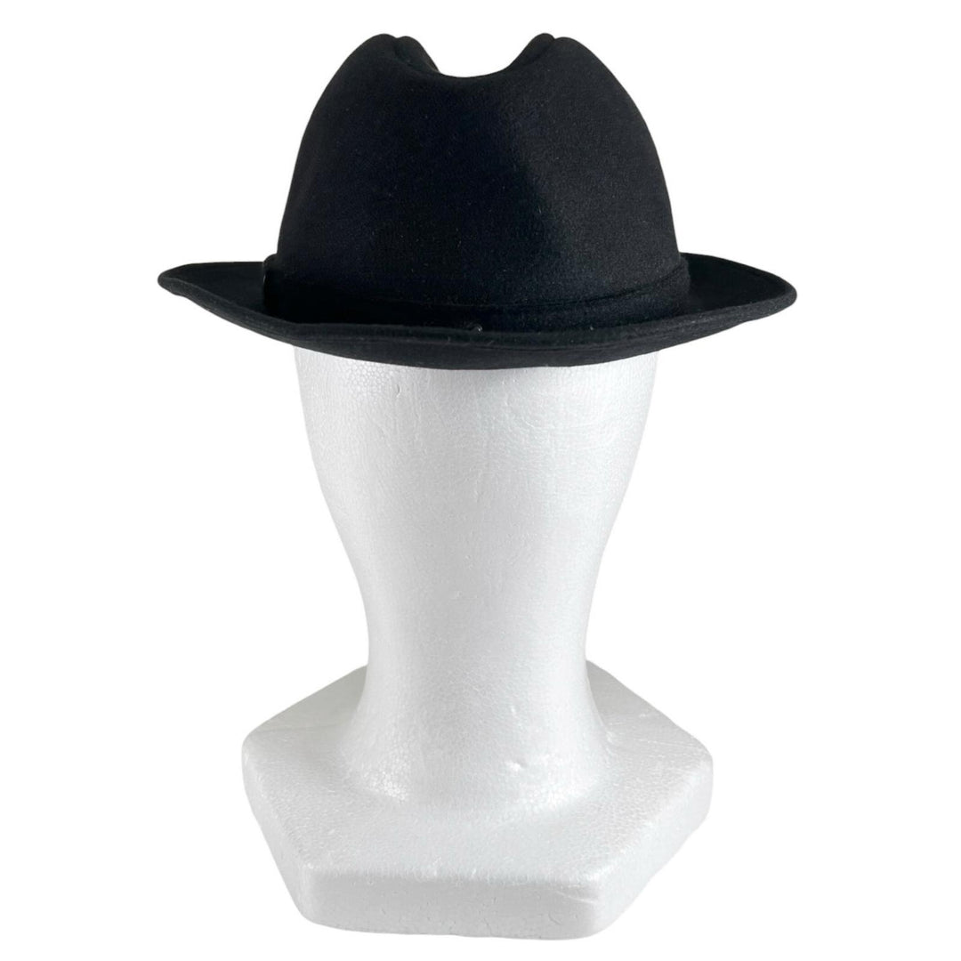 美品▲Borsalino ボルサリーノ ロゴ金具 中折れ帽 フェルトハット 帽子 ブラック 58 メンズ