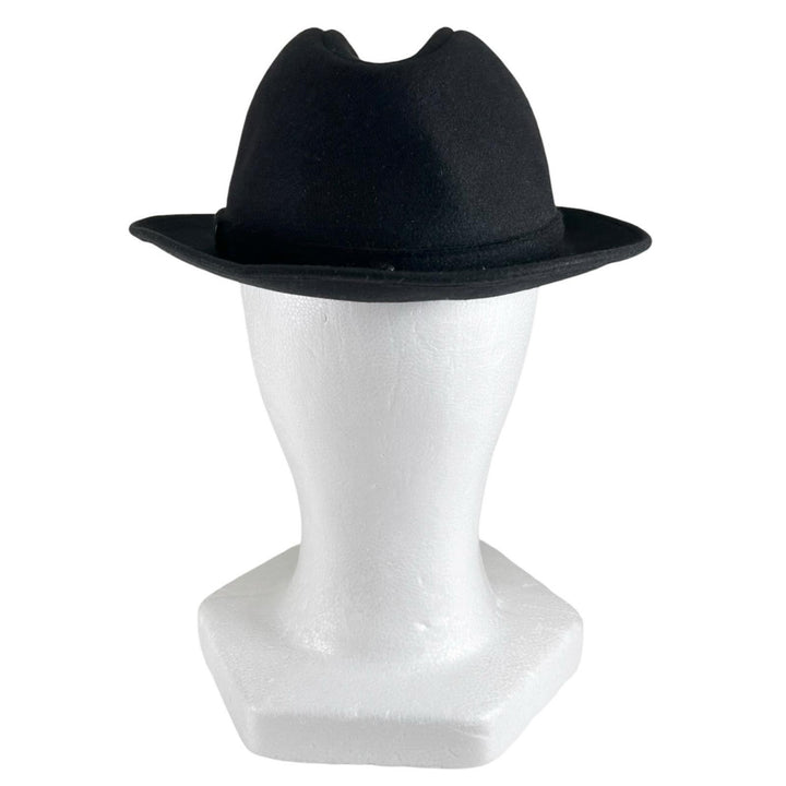 美品▲Borsalino ボルサリーノ ロゴ金具 中折れ帽 フェルトハット 帽子 ブラック 58 メンズ