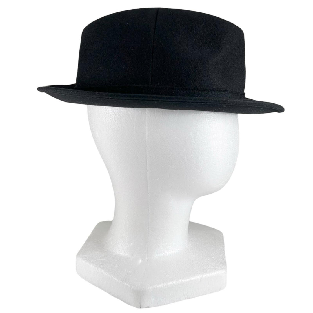 美品▲Borsalino ボルサリーノ ロゴ金具 中折れ帽 フェルトハット 帽子 ブラック 58 メンズ