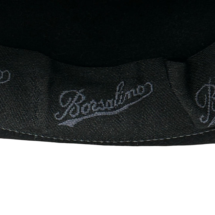 美品▲Borsalino ボルサリーノ ロゴ金具 中折れ帽 フェルトハット 帽子 ブラック 58 メンズ